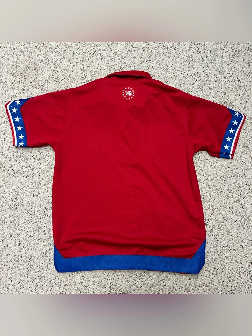 Nike Philadelphia 76ers Warm Up Shooting Shirt Large Red Snap Button Vintage 90s